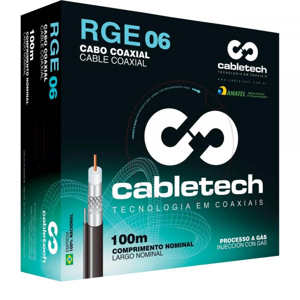 Cabo Coaxial RGE 06 60% Branco Rolo 100m CABLETECH