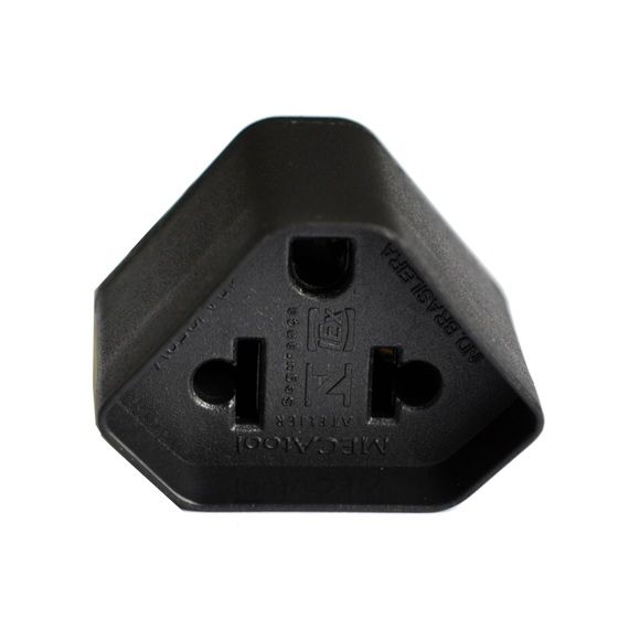 Adaptador 2P+T 2 Pinos 10AMP Preto Mecatool