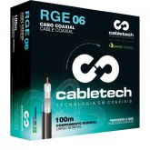 Cabo Coaxial RGE 06 60% Branco Rolo 100m CABLETECH