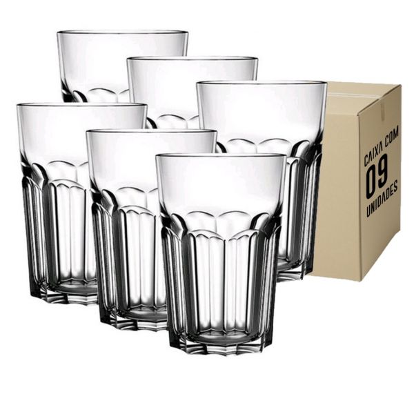 Conj até 9 Copos VIDRO GRANDE 350ml Original Line Glass