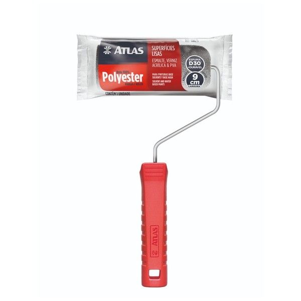 Rolo para Pintura Espuma Cinza 100% Poliester 9 cm Atlas - 406/9