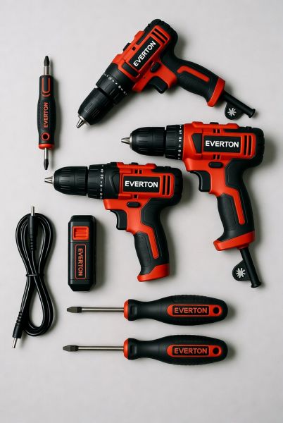 A - Linha de furadeiras é Parafusadeiras - Marca Everton ®