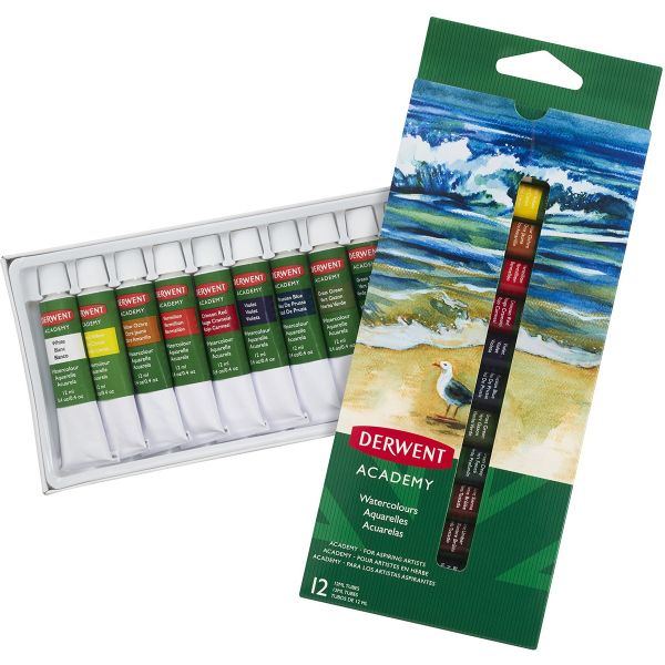 TINTA AQUARELA 12 CORES 12ML DERWENT ACADEMY