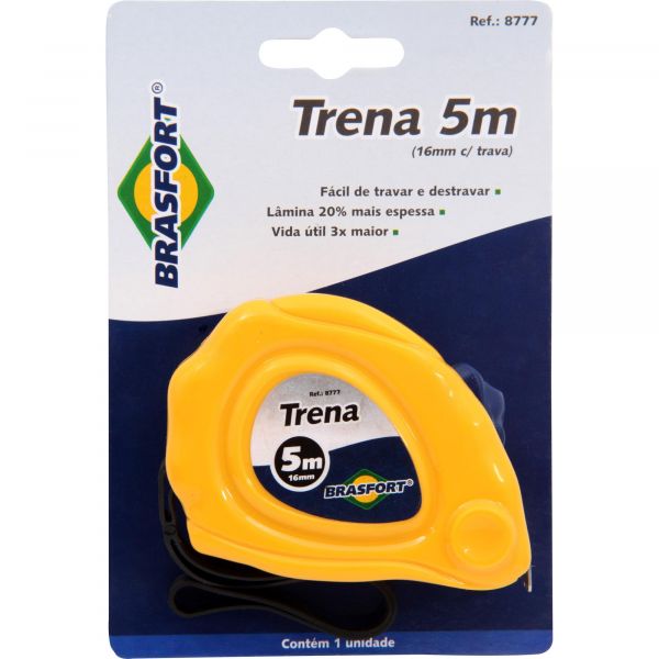 Trena com Trava 5m x 16mm Corpo ABS Amarelo BRASFORT