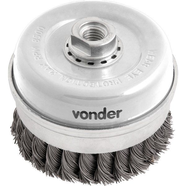 Escova tipo copo 4, em aço carbono, torcida, industrial, VONDER